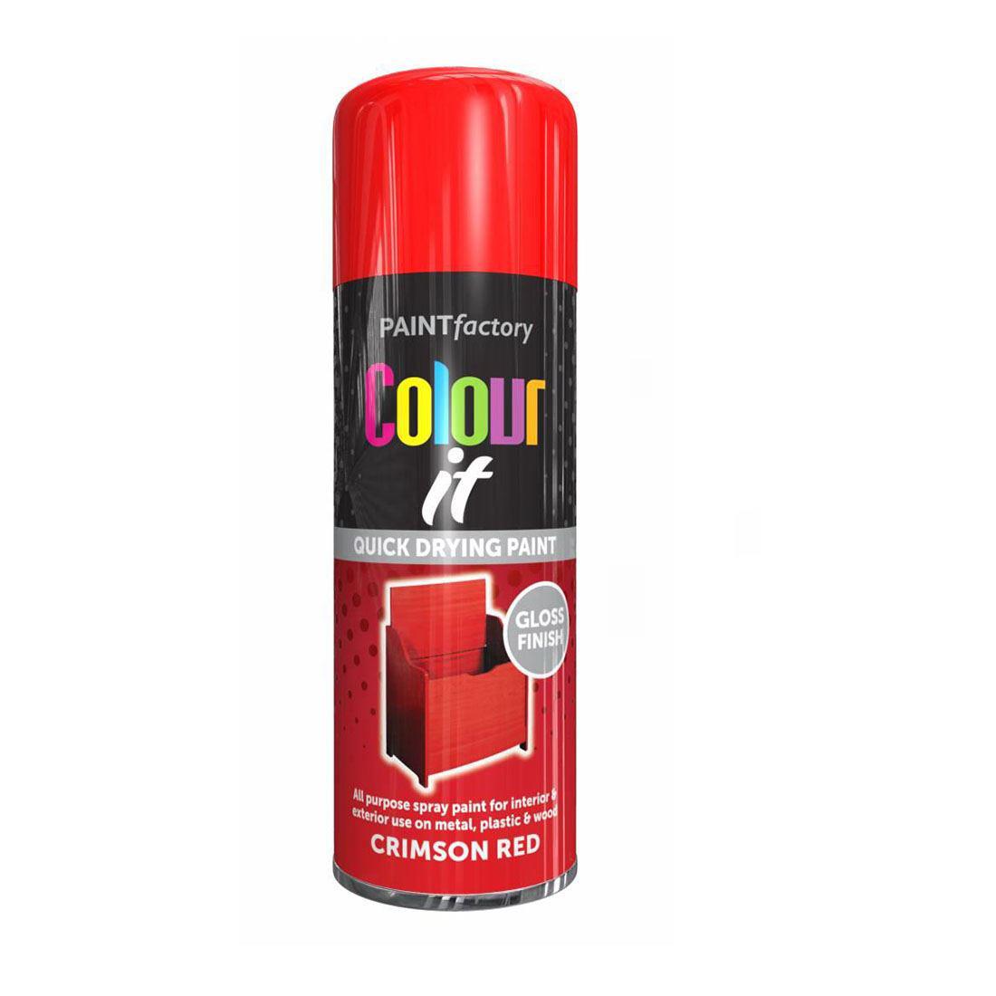 Paint Factory Crimson Red Gloss Spray Paint 400ml Spray Paint
