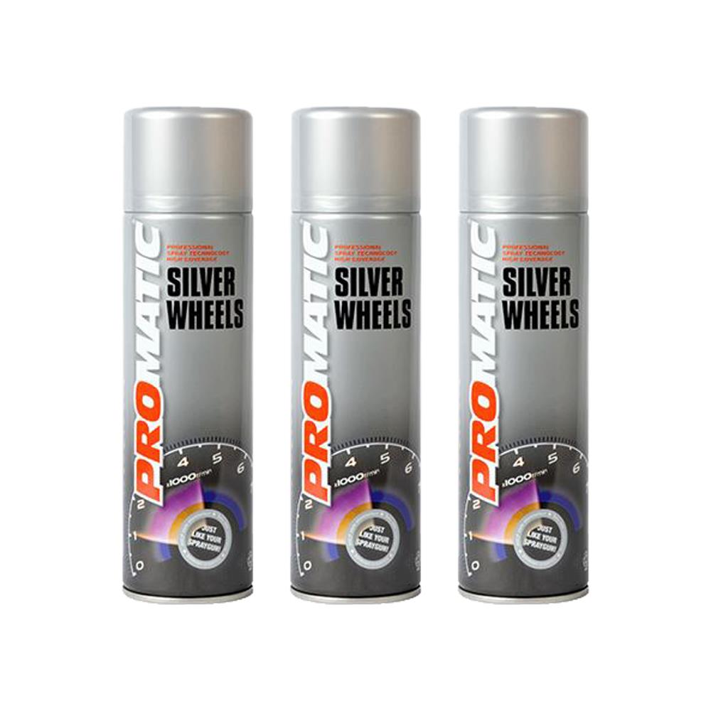 3X Promatic Wheel Silver Spray Paint 500ml Spray Paint