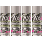 4X Auto Extreme Silver Spray Paint 400ml