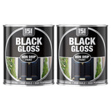 2X Black Gloss Non-Drip Paint 300ml Tin Paint