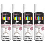 4X Paint Factory White Satin Spray Paint 400ml Spray Paint
