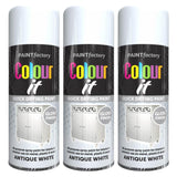 3X Paint Factory Antique White Gloss Spray Paint 400ml Spray Paint