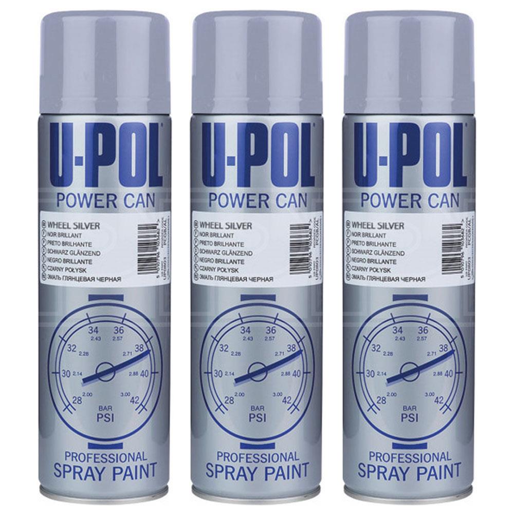 3X Upol Power Can Alloy Wheel Silver Aerosol Spray 500ml Spray Paint