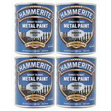 4X Hammerite Smooth Silver Paint 750ml Tin Paint