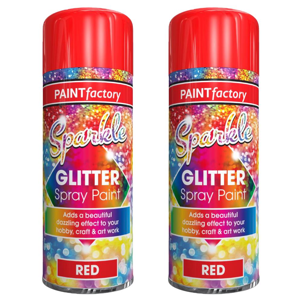 2X Paint Factory Red Glitter Spray Paint 200ml Spray Paint
