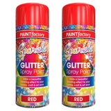 2X Paint Factory Red Glitter Spray Paint 200ml Spray Paint