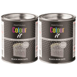 2X Paint Factory Black Iron Gate Gloss Tin Paint 300ml Tin Paint