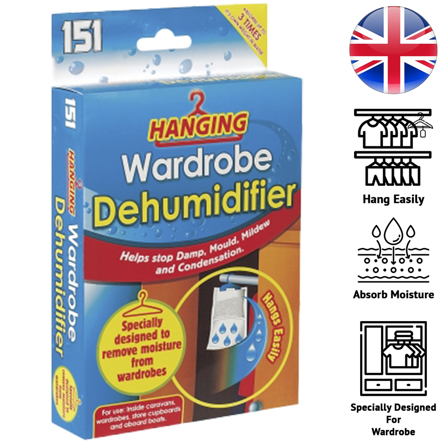 3X Hanging Wardrobe Dehumidifier Dehumidifier