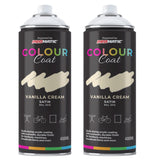 2X Vanilla Cream RAL 1015 Satin Spray Paint 400ml