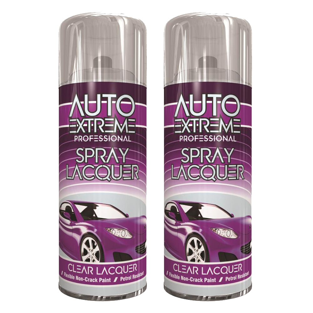 2X Auto Extreme Clear Lacquer Spray 400ml Spray Paint