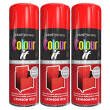 3X Paint Factory Crimson Red Gloss Spray Paint 400ml Spray Paint