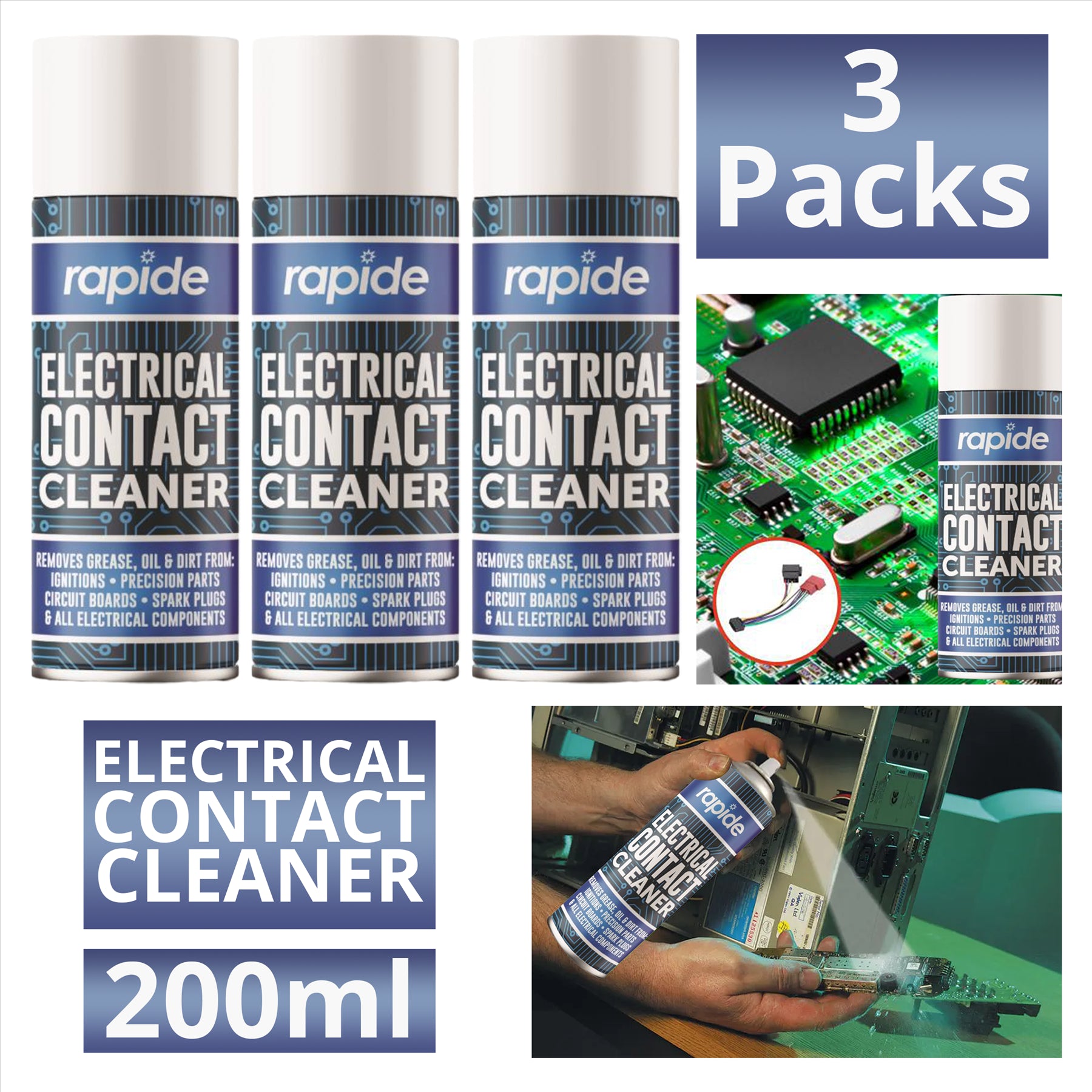 3X Electrical Contact Cleaner 200ml Technical Spray