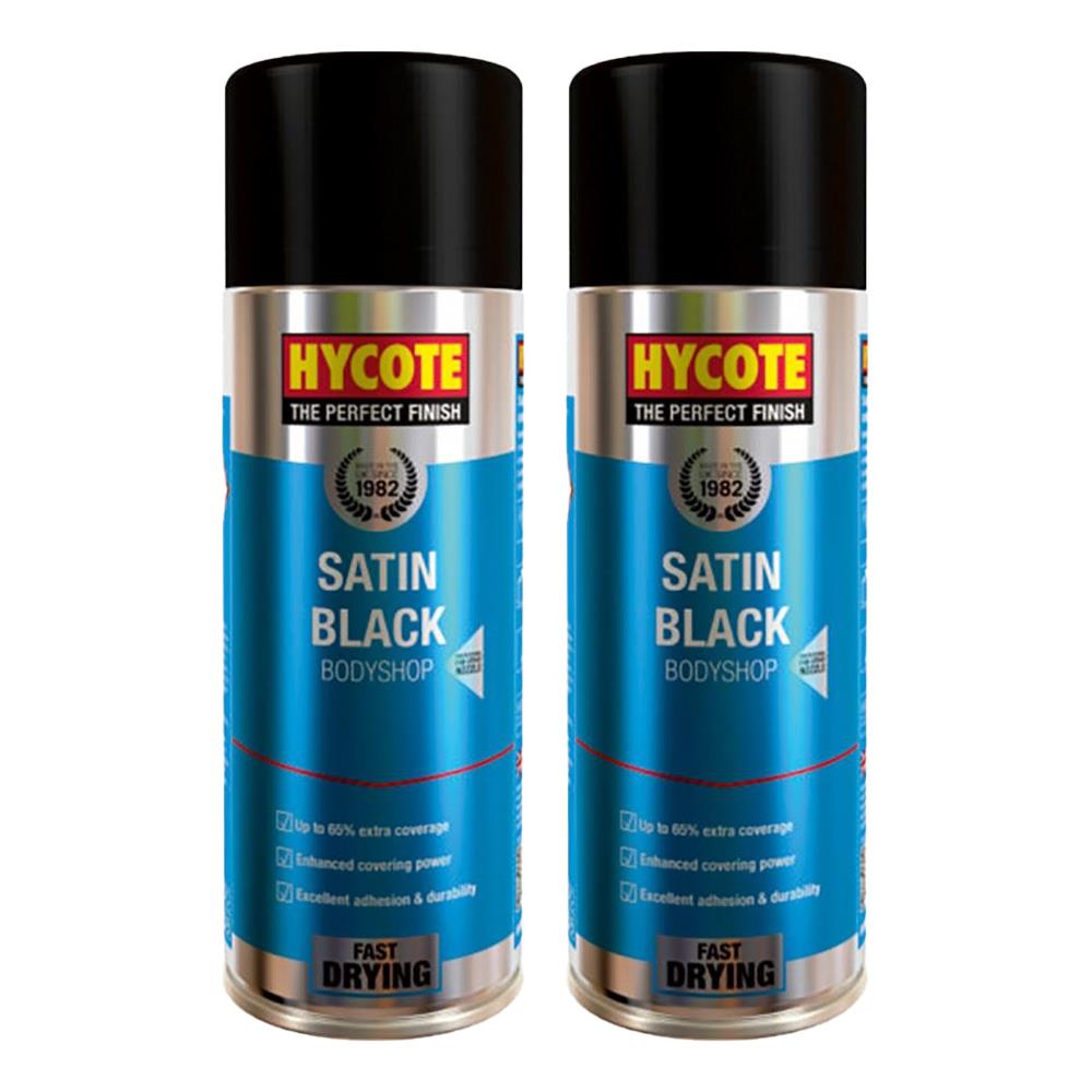 2X Hycote Bodyshop Satin Black Spray Paint 400ml Spray Paint