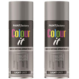 2X Paint Factory Light Grey Gloss Spray Paint 400ml
