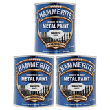 3X Hammerite Smooth White Paint 750ml Tin Paint