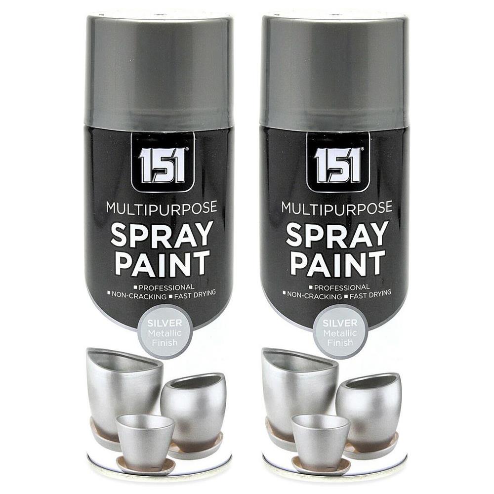2X 151 Metallic Silver Spray Paint 400ml Spray Paint