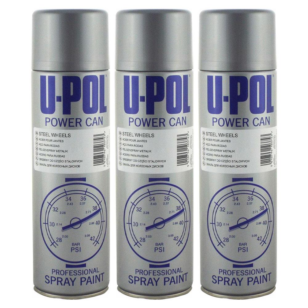 3X Upol Power Can Steel Wheels Spray Paint 500ml Spray Paint