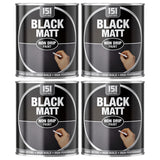 4X Matt Black Non-Drip Paint 300ml Tin Paint