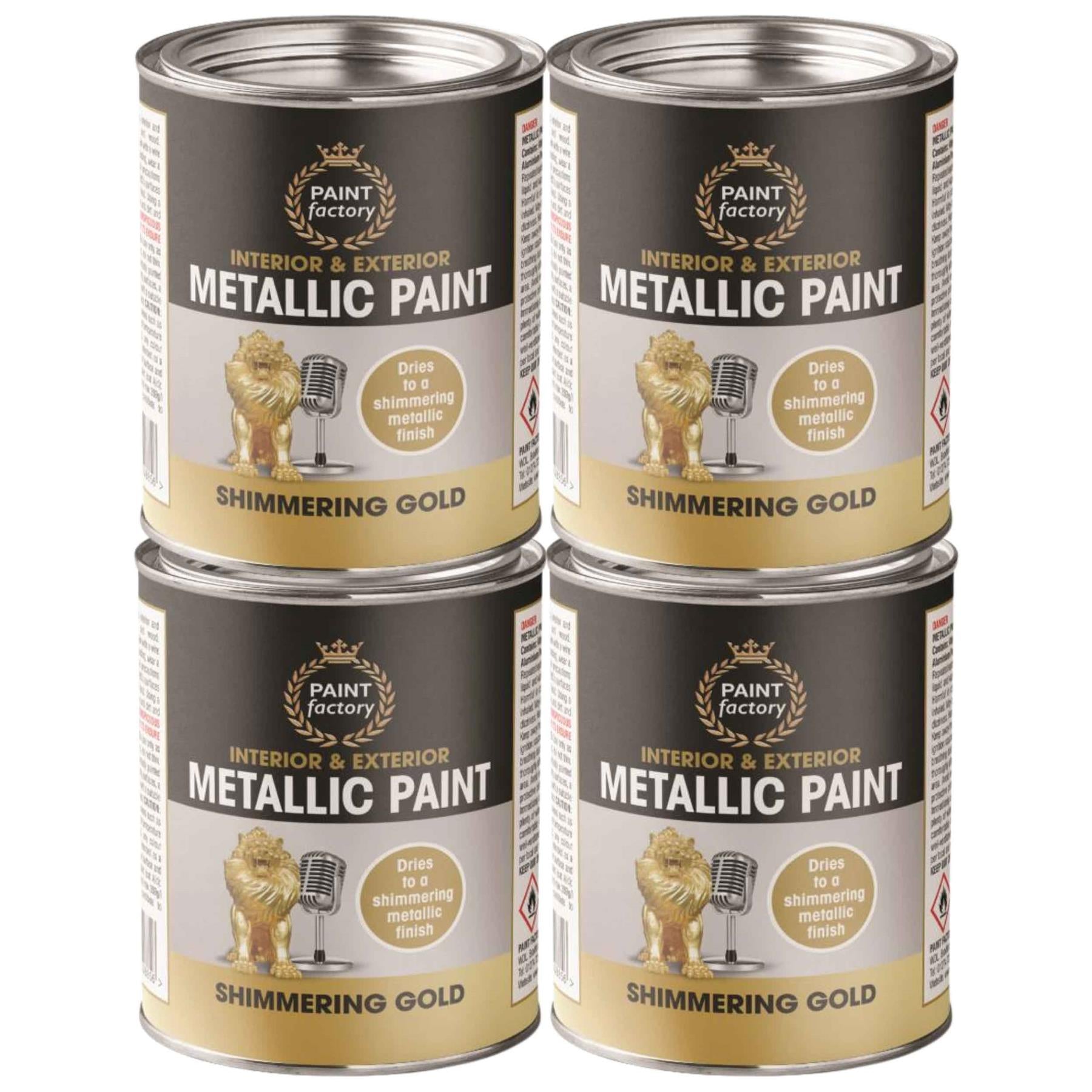 4X Paint Factory Metallic Gold Paint Tin 300ml Tin Paint