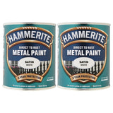 2X Hammerite Satin White Paint 750ml Tin Paint