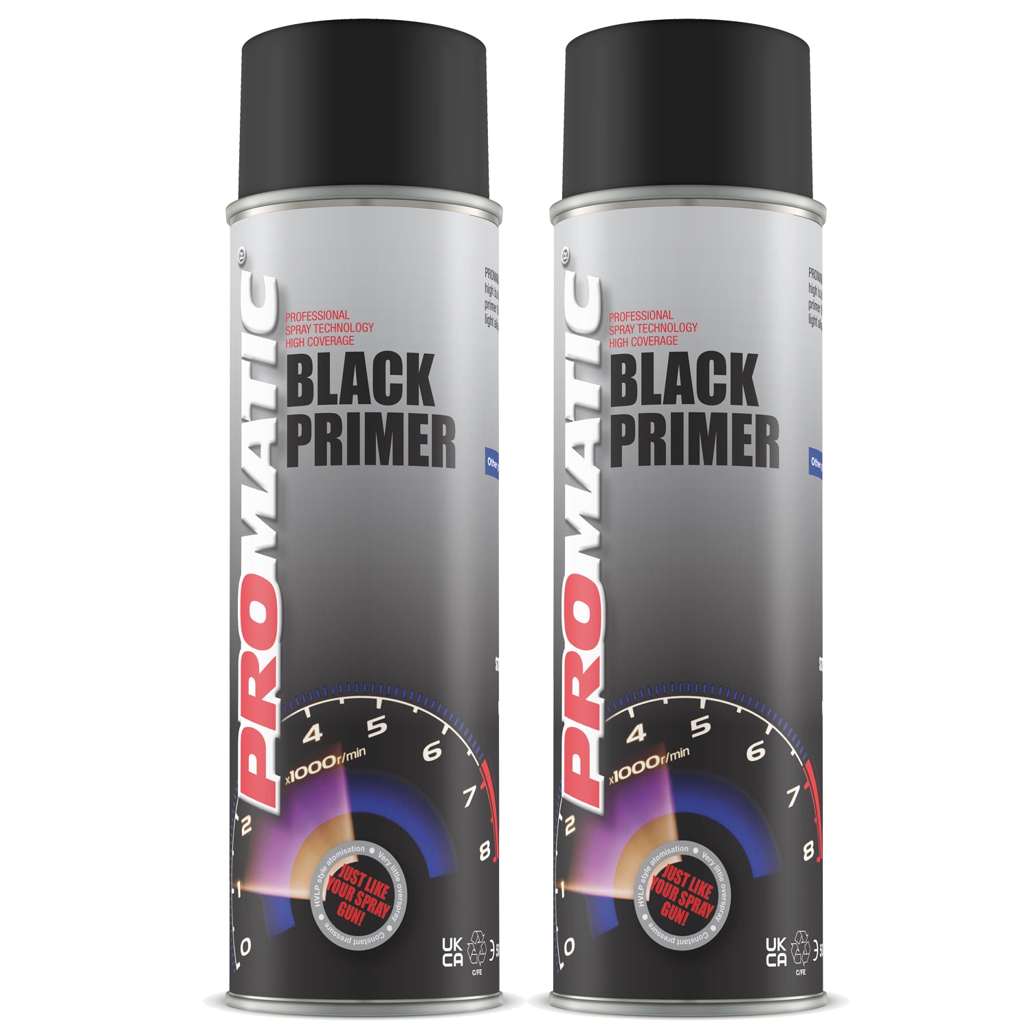 2X Promatic Black Primer Spray 500ml Spray Paint