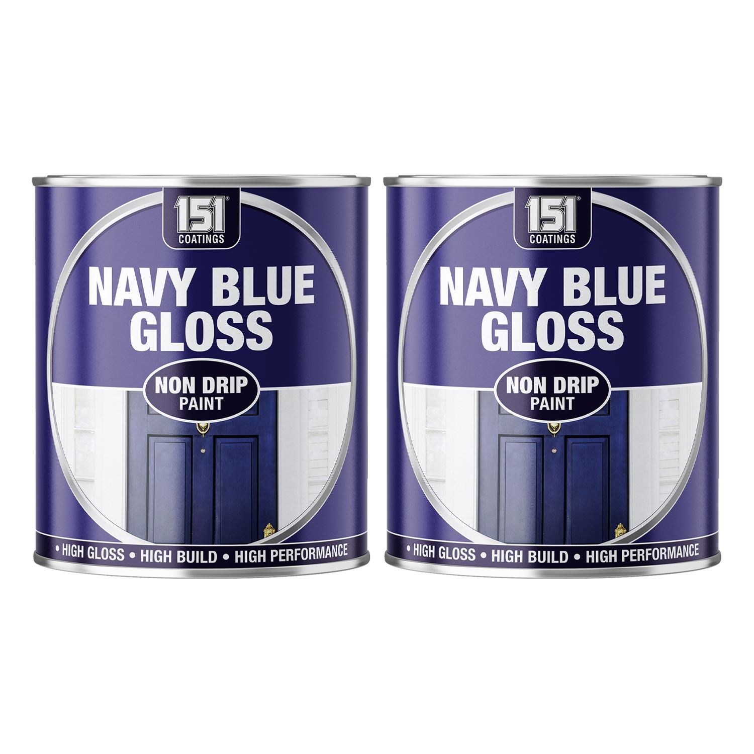 2X Navy Blue Gloss Non-Drip Paint 300ml Tin Paint