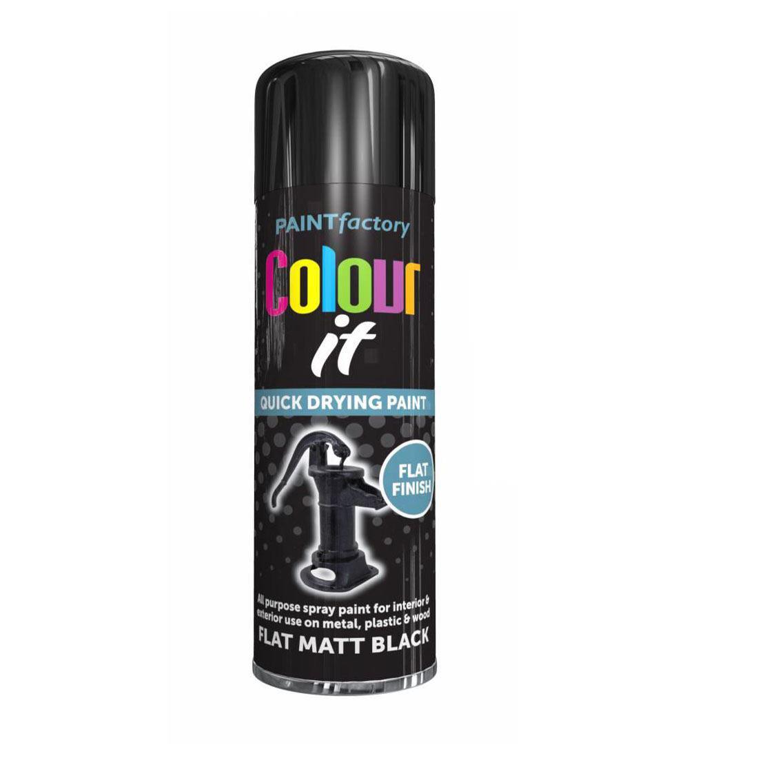 Paint Factory Flat Matt Black Spray Paint 250ml Spray Paint