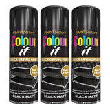 3X Paint Factory Black Matt Spray Paint 250ml Spray Paint