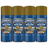4X Hammerite Smooth Gold Spray Paint 400ml Spray Paint