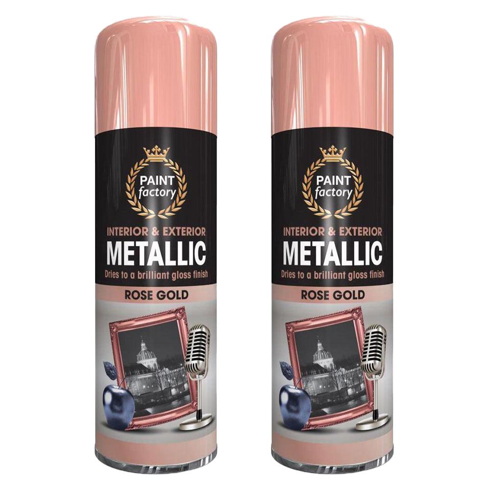 2X Paint Factory Rose Gold Metallic Spray Paint 400ml Spray Paint