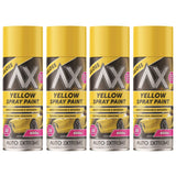 4X Auto Extreme Yellow Gloss Spray Paint 400ml
