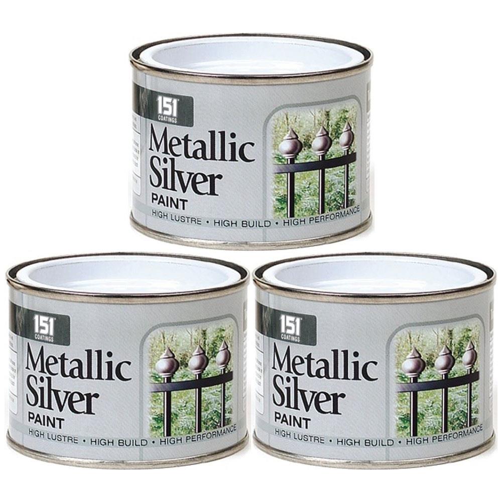 3X Metallic Silver Paint Tin 180ml Tin Paint