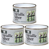 3X Metallic Silver Paint Tin 180ml Tin Paint