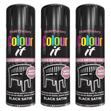 3X Paint Factory Black Satin Spray Paint 250ml Spray Paint