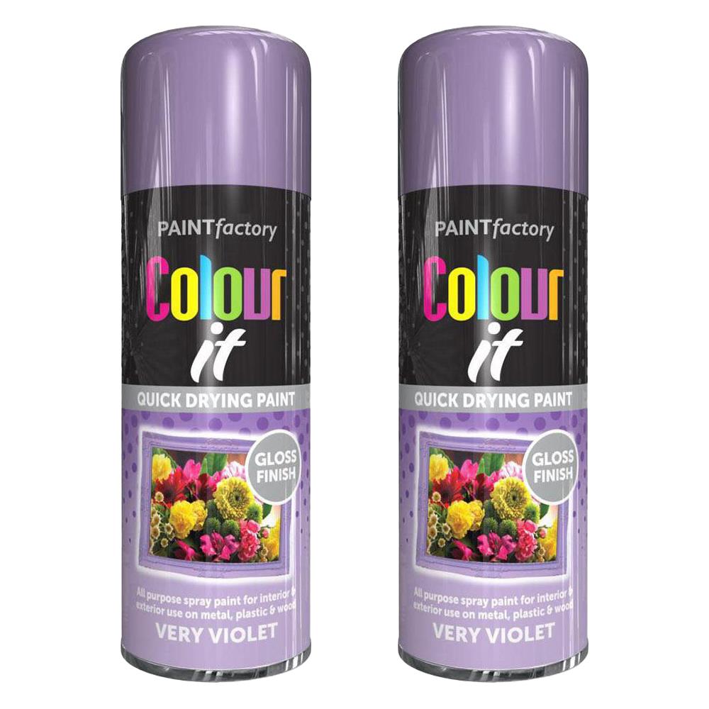 2X Paint Factory Very Violet Gloss Spray Paint 400ml Spray Paint