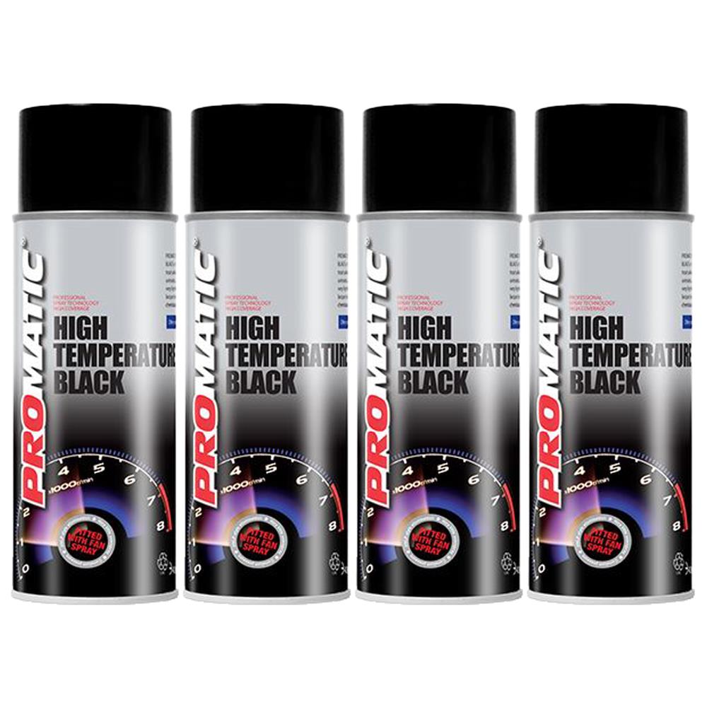 4X Promatic Black High Temperature Spray Paint 400ml Spray Paint
