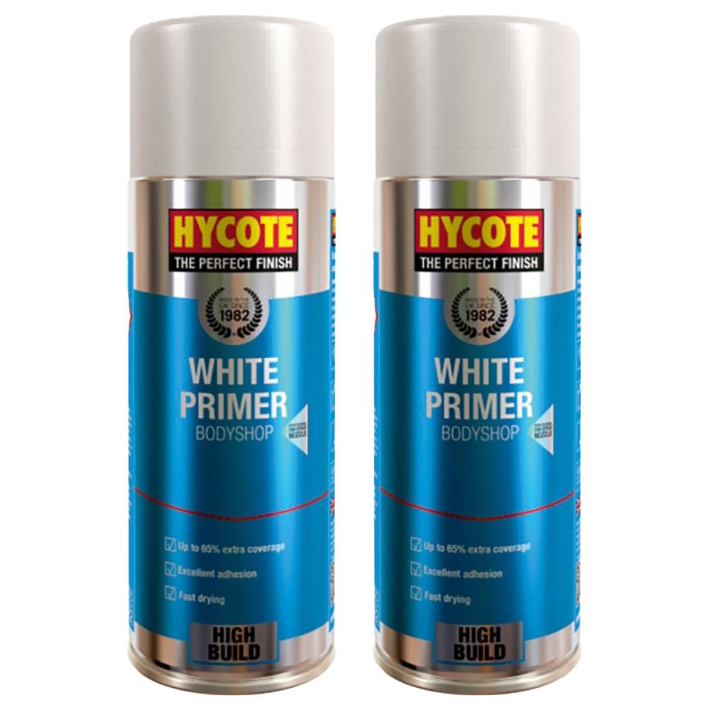 2X Hycote Bodyshop White Primer Spray 400ml Spray Paint
