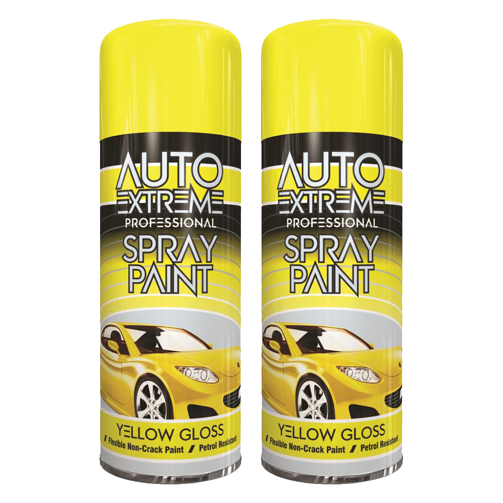 2X Auto Extreme Yellow Spray Paint 400ml Spray Paint