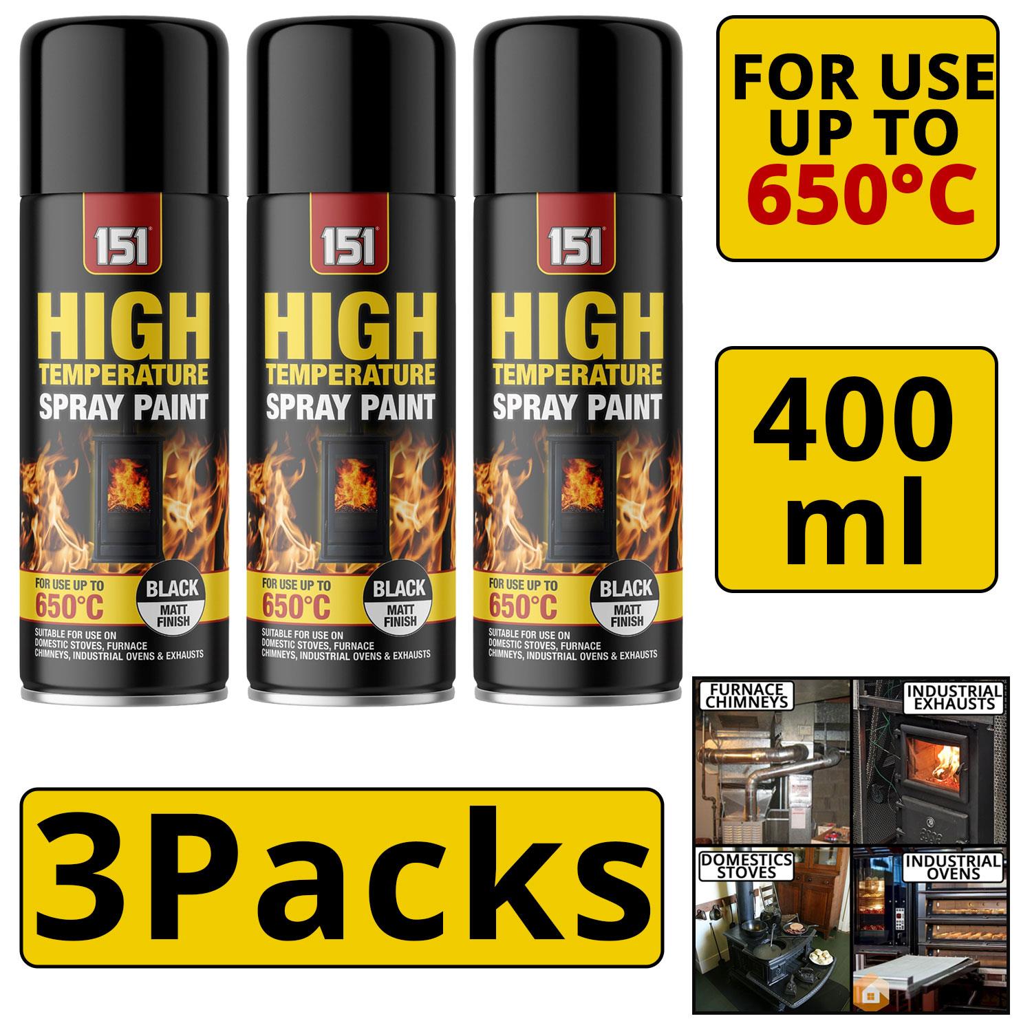 3X 151 Matt Black High Temp 650�C 400ml Spray Paint