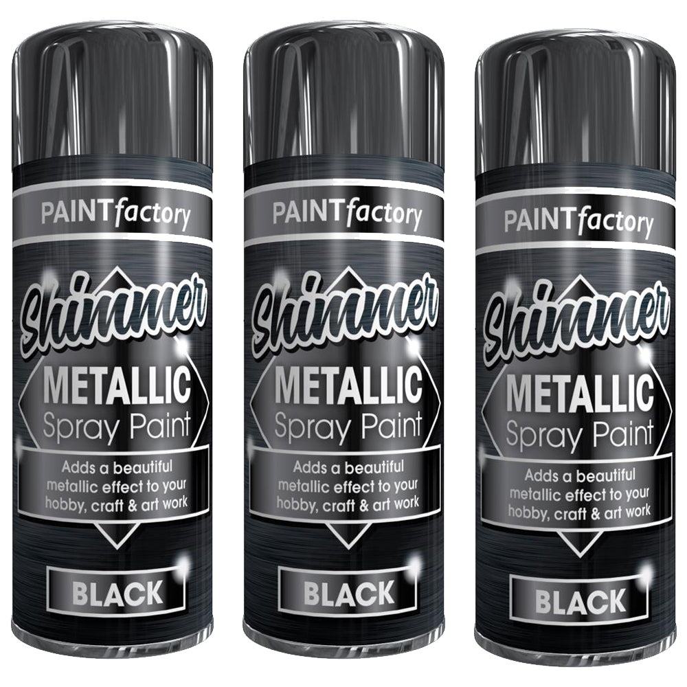 3X Paint Factory All Purpose Black Metallic Spray Paint 200ml Spray Paint