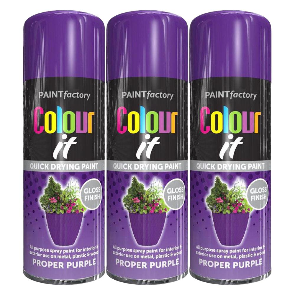 3X Paint Factory Proper Purple Gloss Spray Paint 400ml Spray Paint