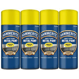 4X Hammerite Smooth Yellow Spray Paint 400ml Spray Paint
