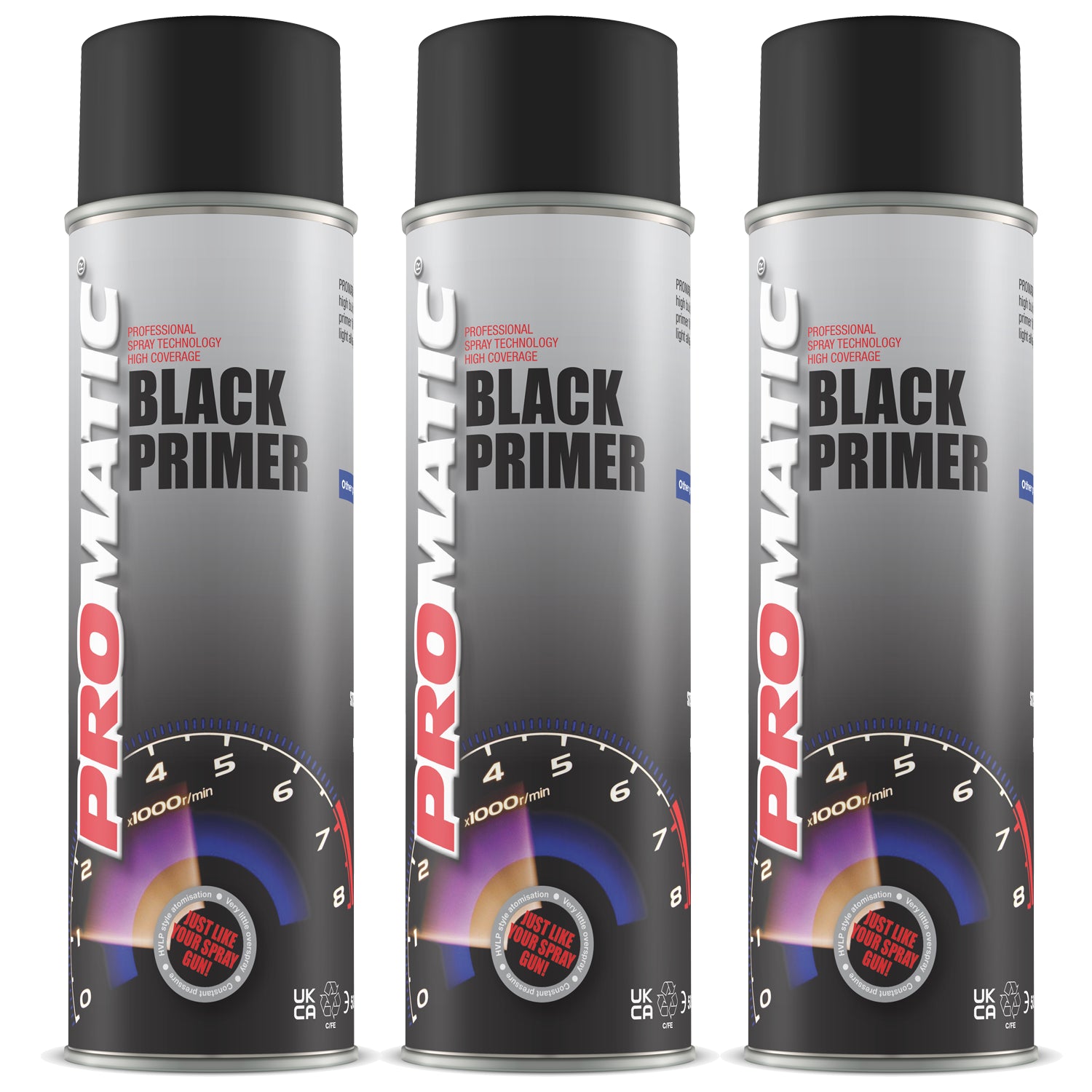3X Promatic Black Primer Spray 500ml Spray Paint