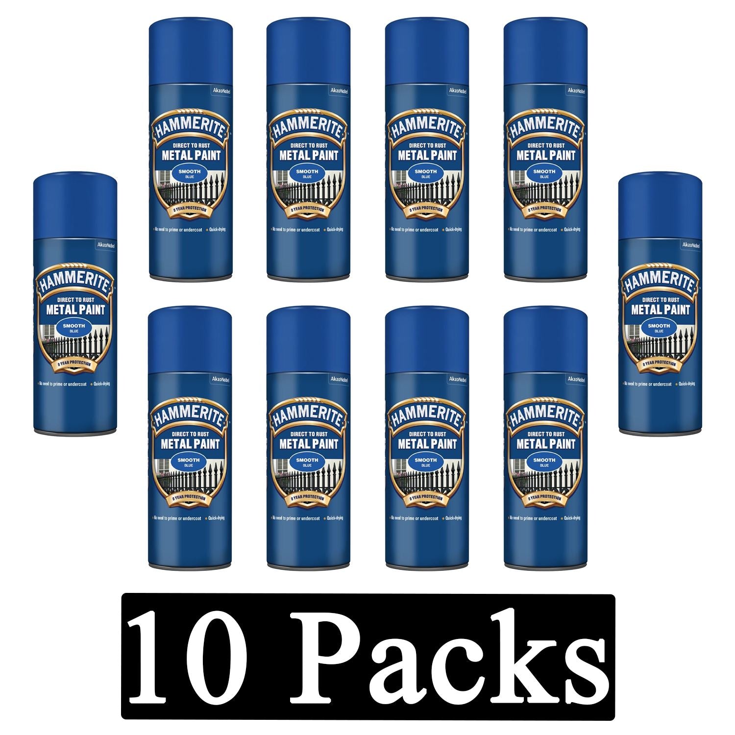 10X Hammerite Smooth Blue Spray Paint 400ml Spray Paint