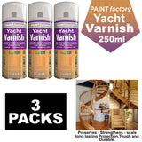 3X Clear Yacht Varnish Spray 250ml Spray Paint