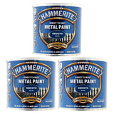 3X Hammerite Smooth Blue Paint 250ml Tin Paint