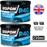 2X Isopon P40 Body Filler 250ml Body Filler