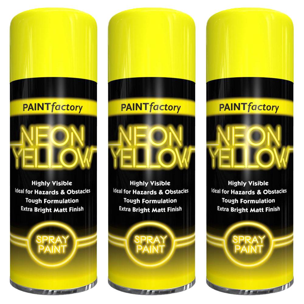 3X Paint Factory Fluorescent Neon Yellow Spray Paint 200ml Spray Paint