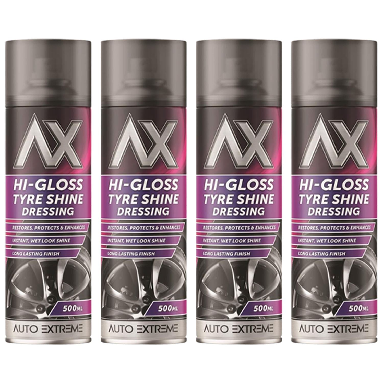 4X - Hi-Gloss Tyre Shine Spray 500ml Spray Paint