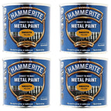 4X Hammerite Smooth Yellow Paint 250ml Tin Paint